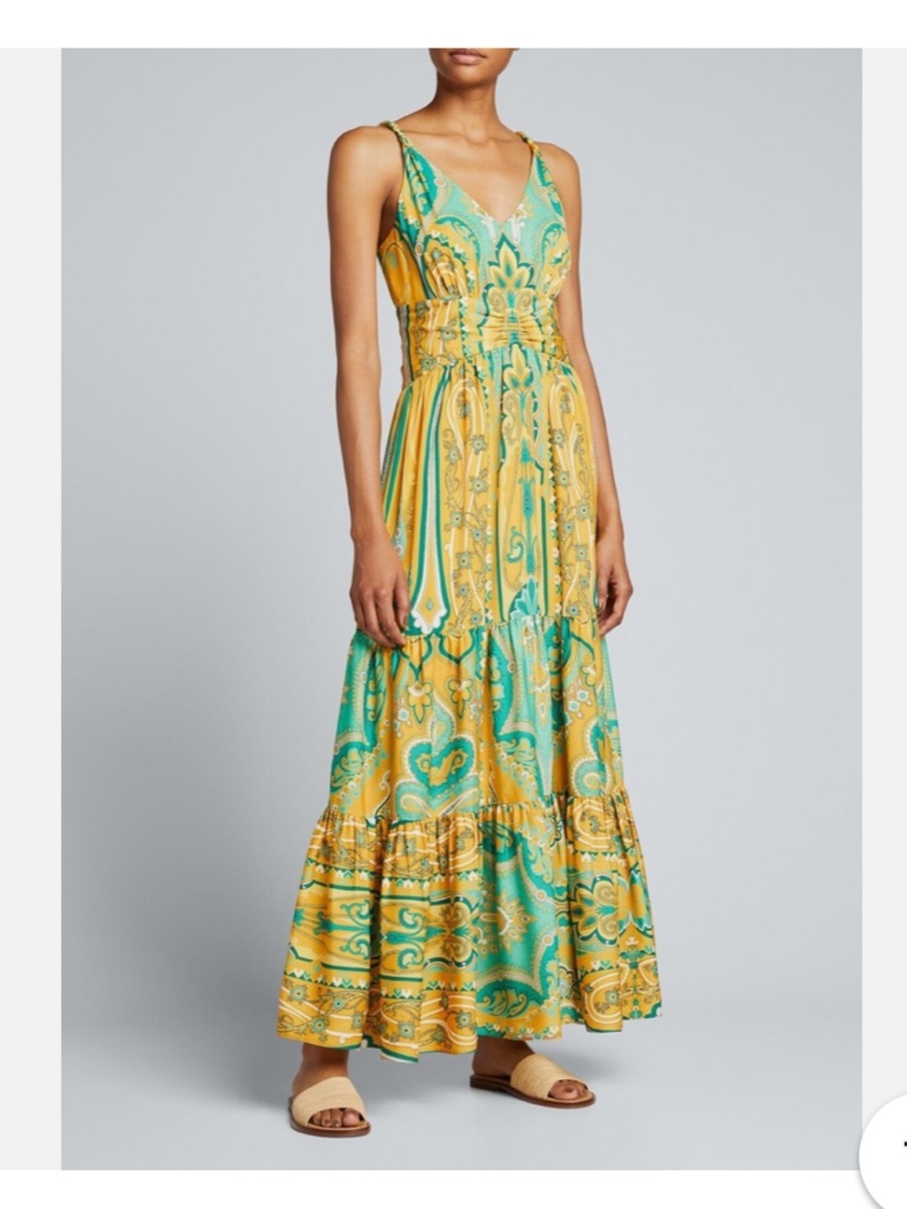 Kobi Halperin Aileen Green and Yellow Paisley Maxi Dress - Women